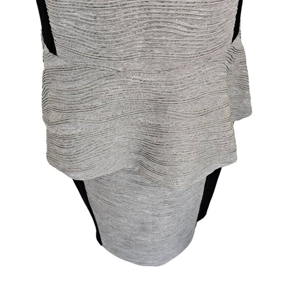 Joseph Ribkoff Grey Ribbed Detail and Black Paneling Dress Sz 14 - Picture 3 of 7